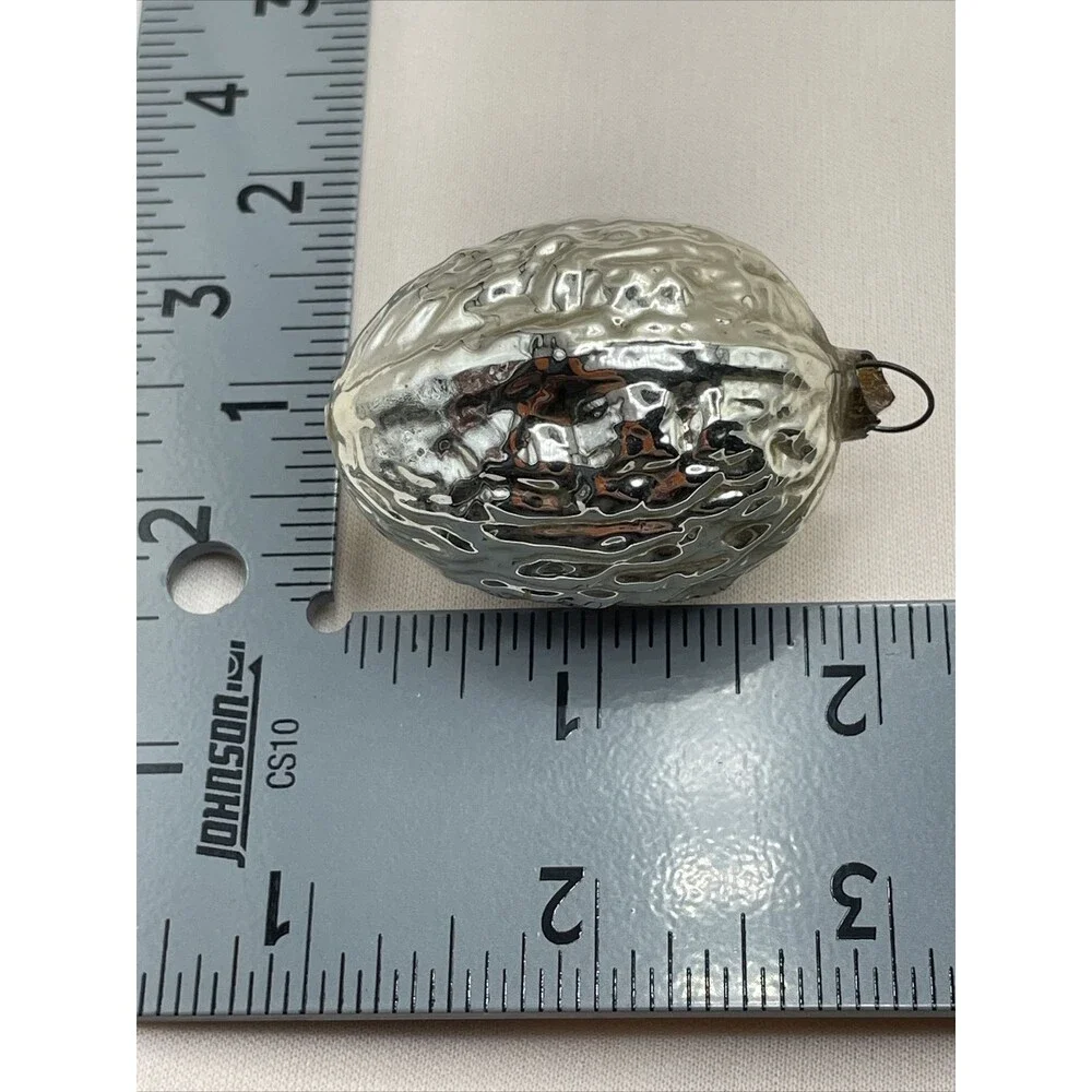 Vintage Glass Christmas Ornament Silver Acorn Textured Bumpy Holiday Tree